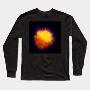 Realistic fiery explosion, orange color with blue gas shell Long Sleeve T-Shirt